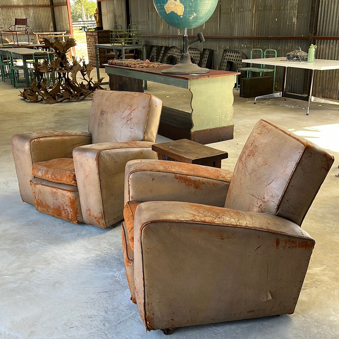 Leather arm chairs (pair)