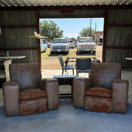 Leather arm chairs (pair)