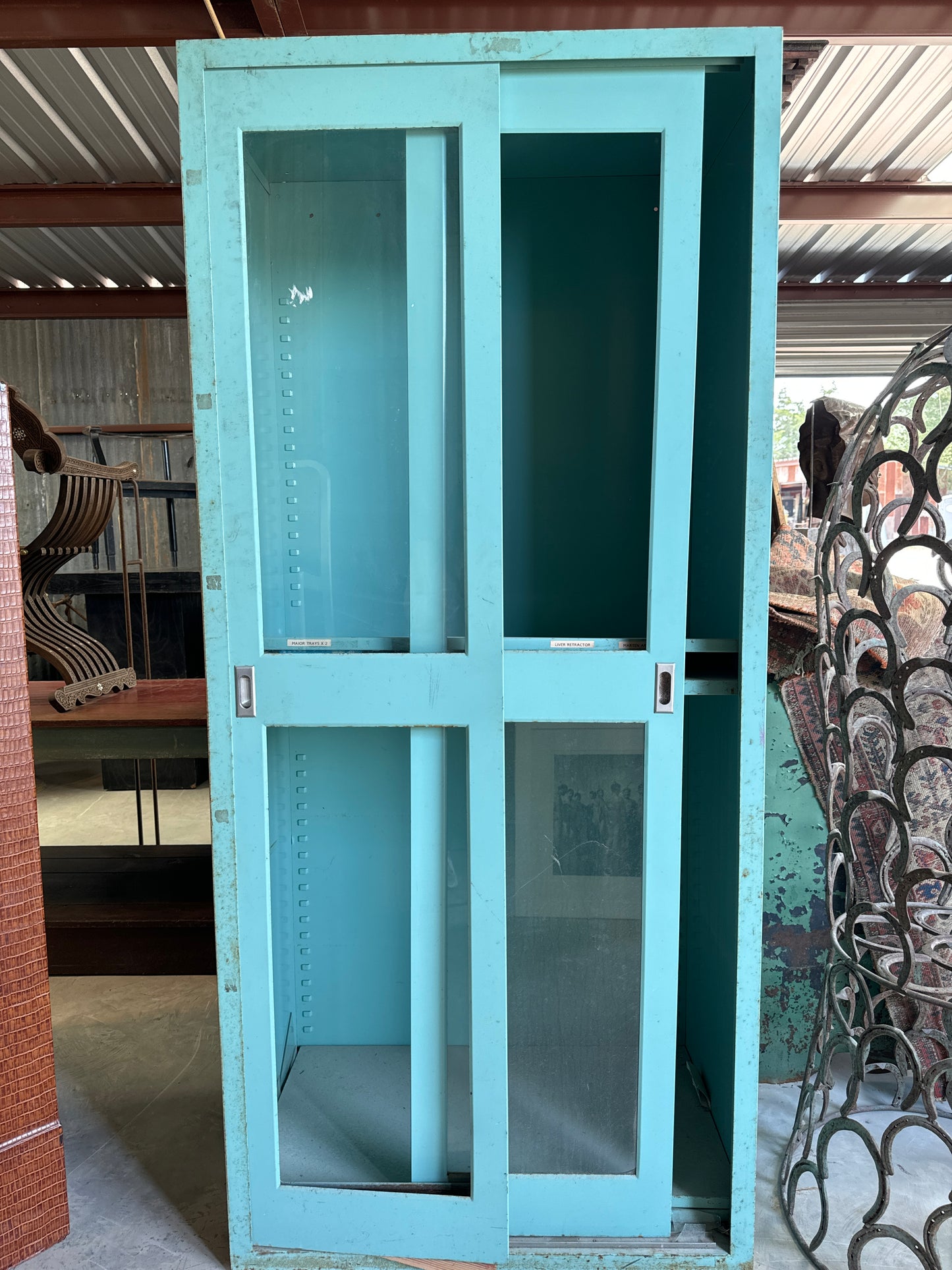 Metal cabinets with sliding doors