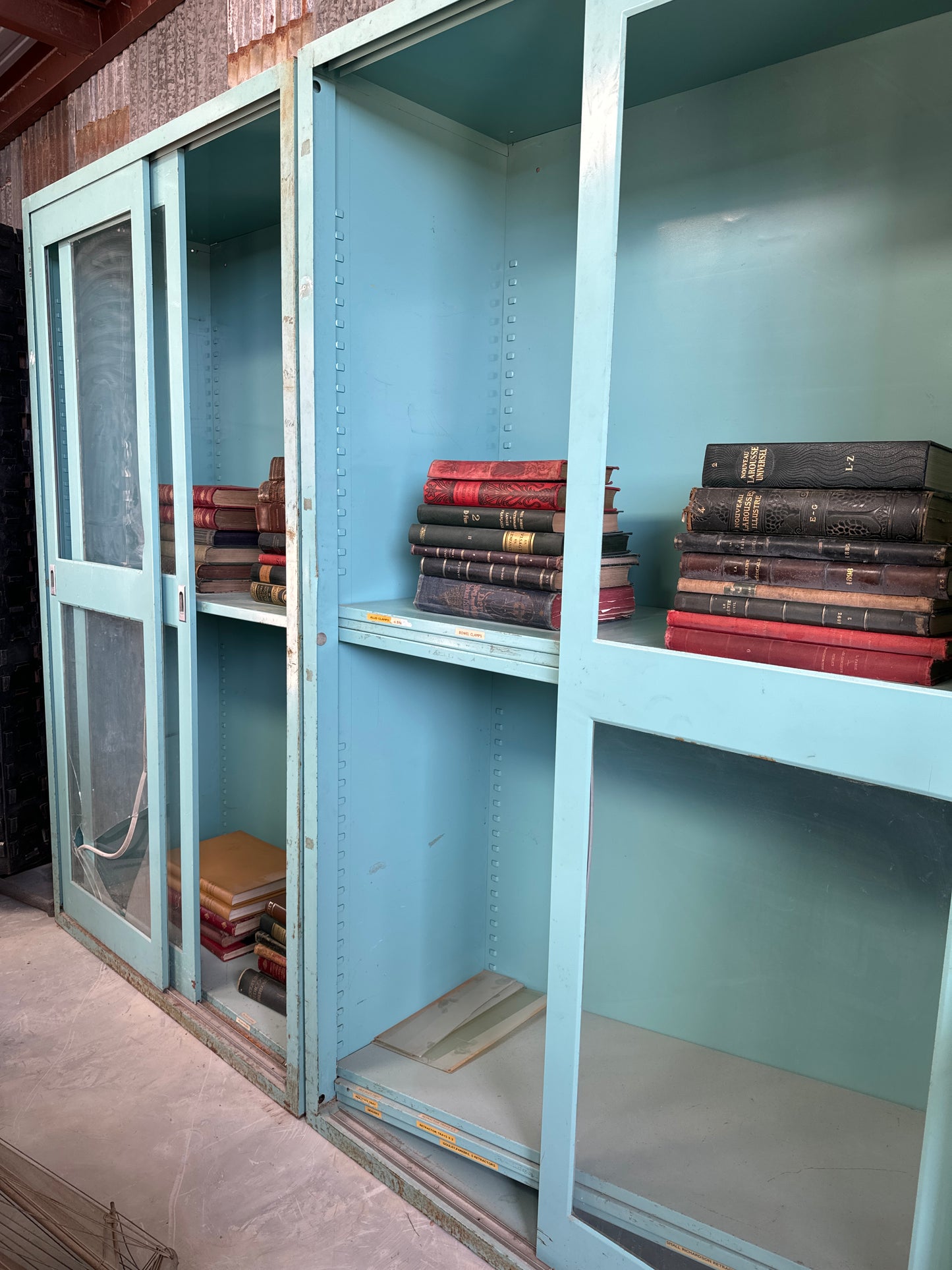 Metal cabinets with sliding doors