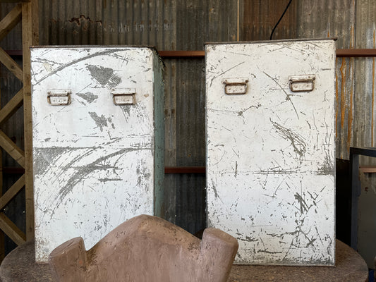 pair of steel bins