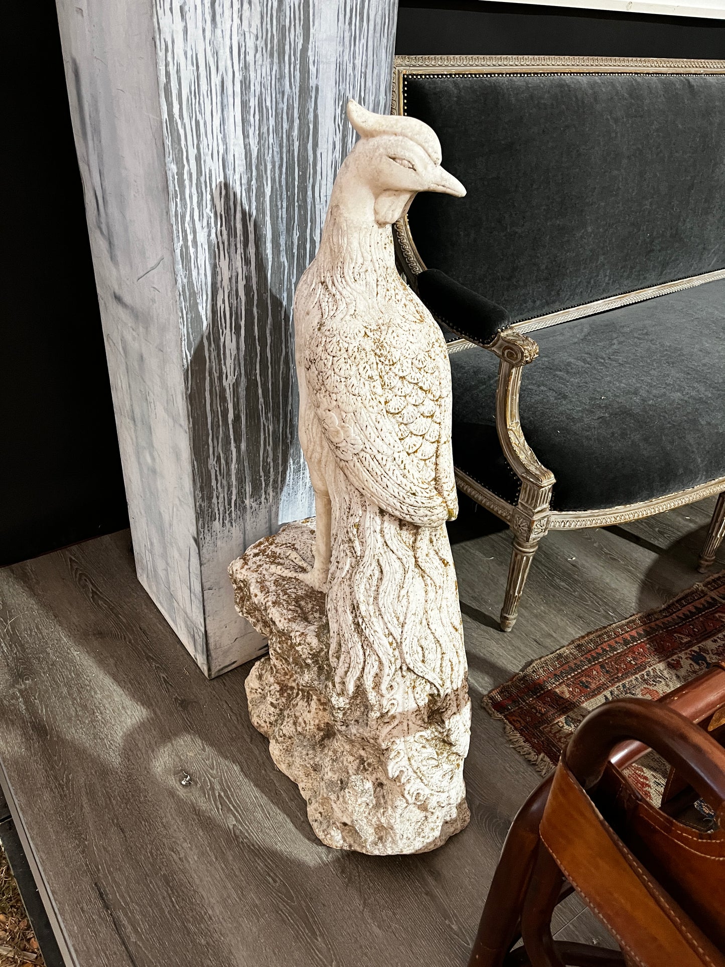 Antique Italian Carved Carrara Marble Phoenix