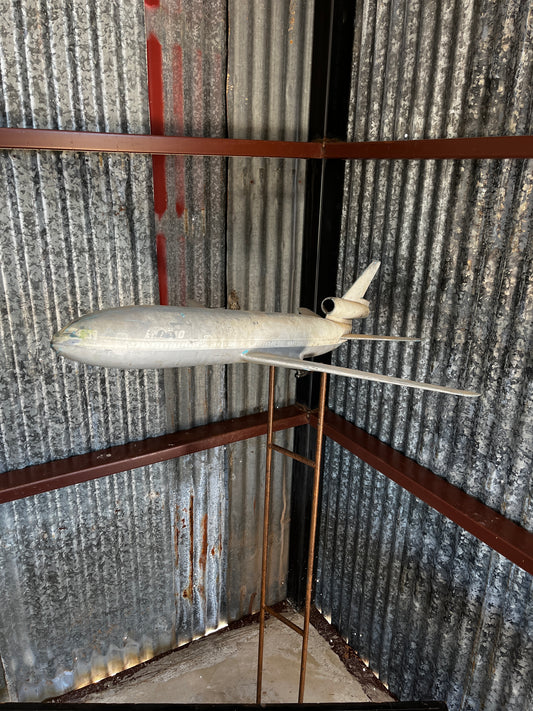 Boeing model plane on steel stand