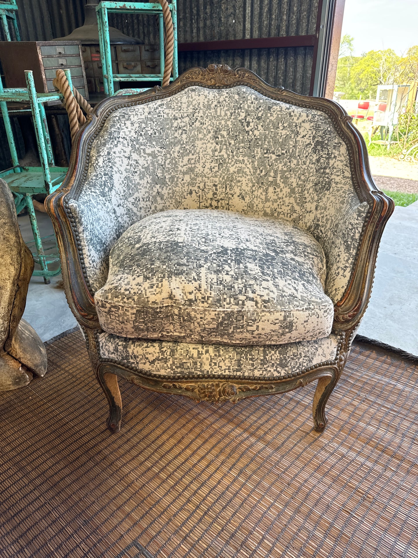 Early 19th Century French chair with digital camo upholstery