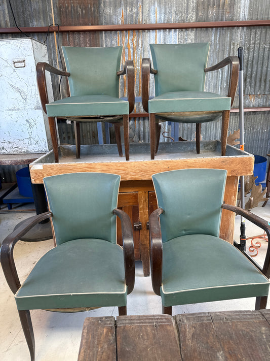 Set of 4 matching arm chairs - green